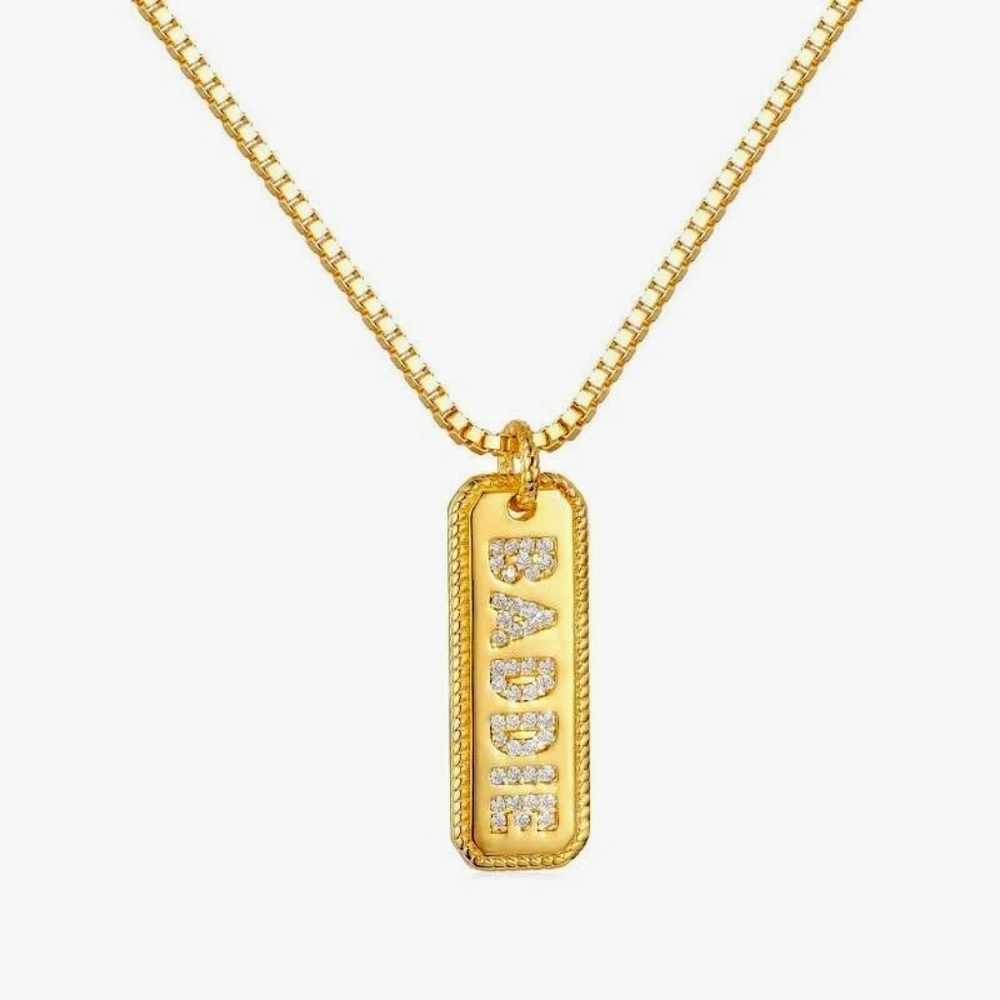 AAQUATIF 18K Gold Vermeil Moissanite BADDIE Pave Pendant Necklace 925 Box Chain